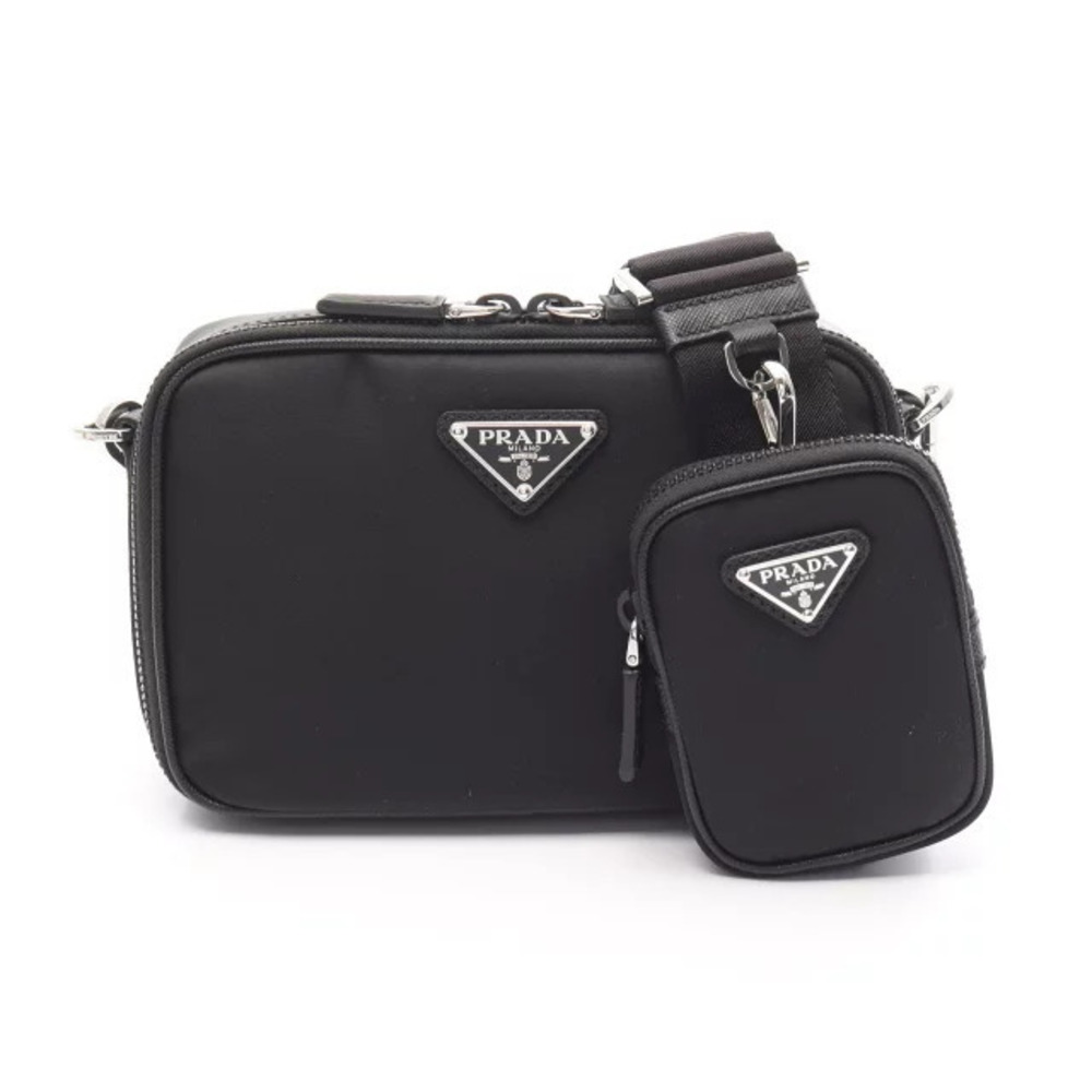 Prada Brick Shoulder Bag Saffiano Leather Black